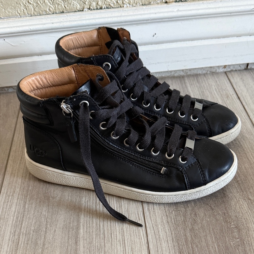 UGG Black and White Hightop Lace Up Sneakers